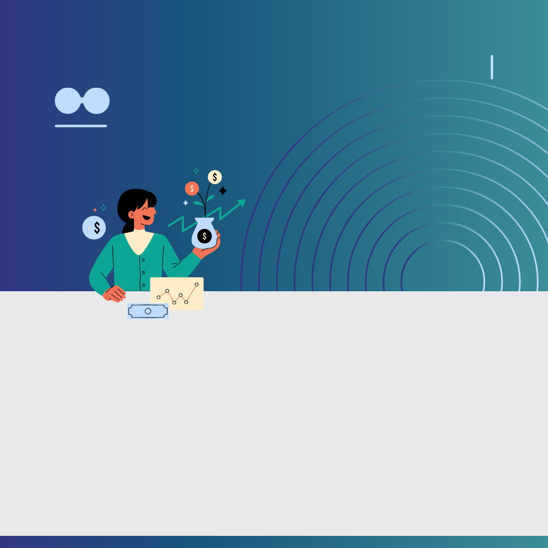 Illustration of a woman holding a plant with dollar signs symbolizing financial growth